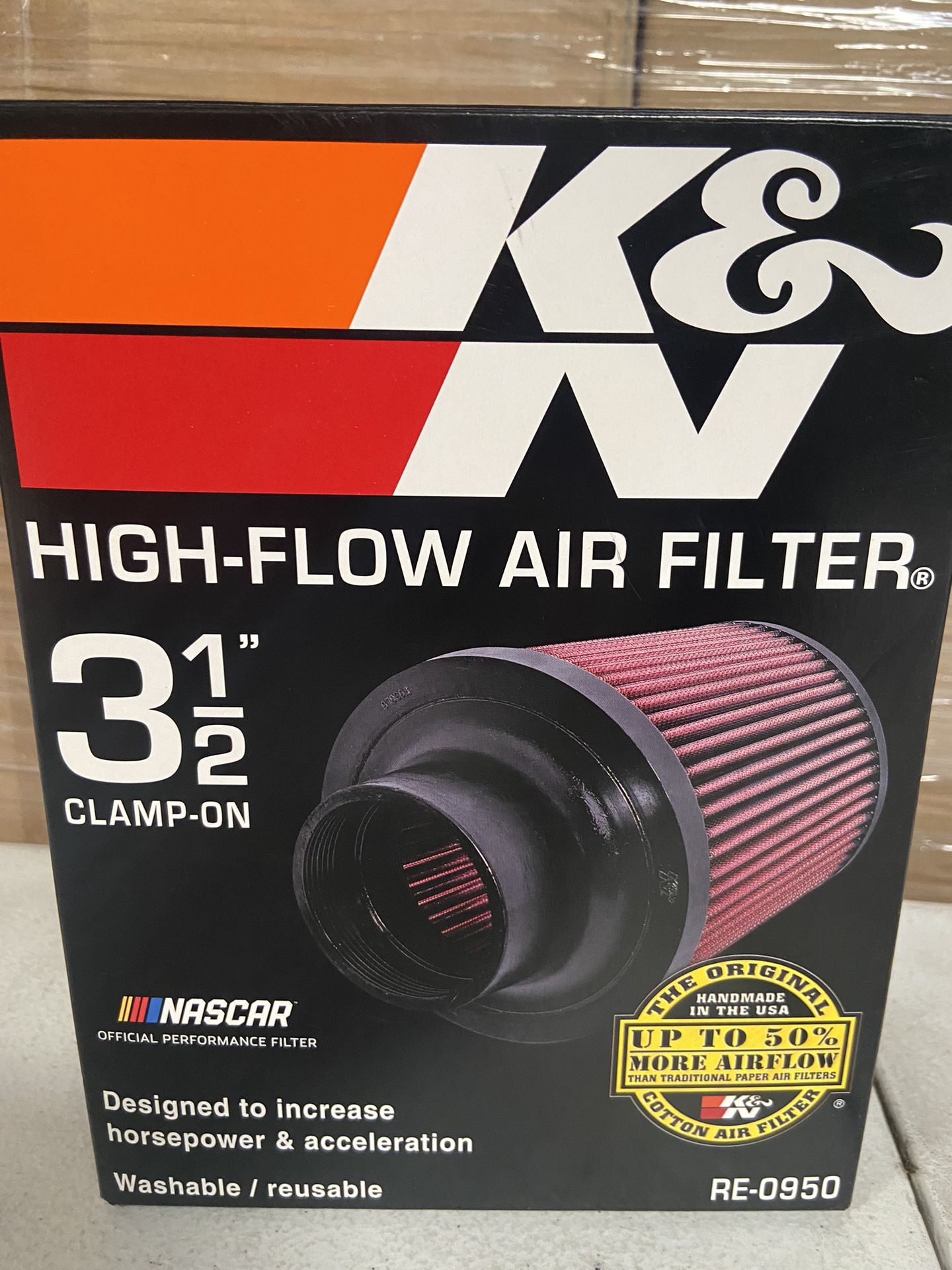  K&N Universal Clamp-On Air Intake Filter: High Performance  Premium Washable Replacement Filter: Flange Diameter: 3.5 In, Filter  Height: 6 In, Flange L: 1.75 In, Round Tapered Shape, RE-0950, Black/Red :  Automotive