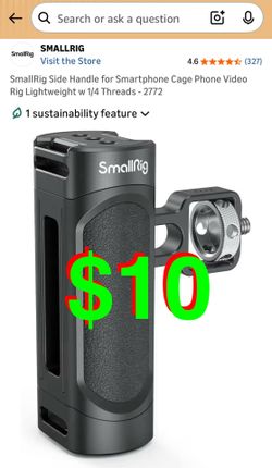 Side Handle for Smartphone Cage Phone Video Rig Lightweight w 1/4 Threads - 2772
