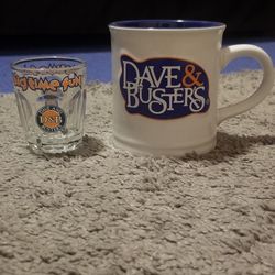 Dave And Busters Coffee Mug And Shot Glass