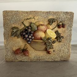Vintage Cheri Bloom 3-D High Detail Ceramic Fruit Wall Tile
