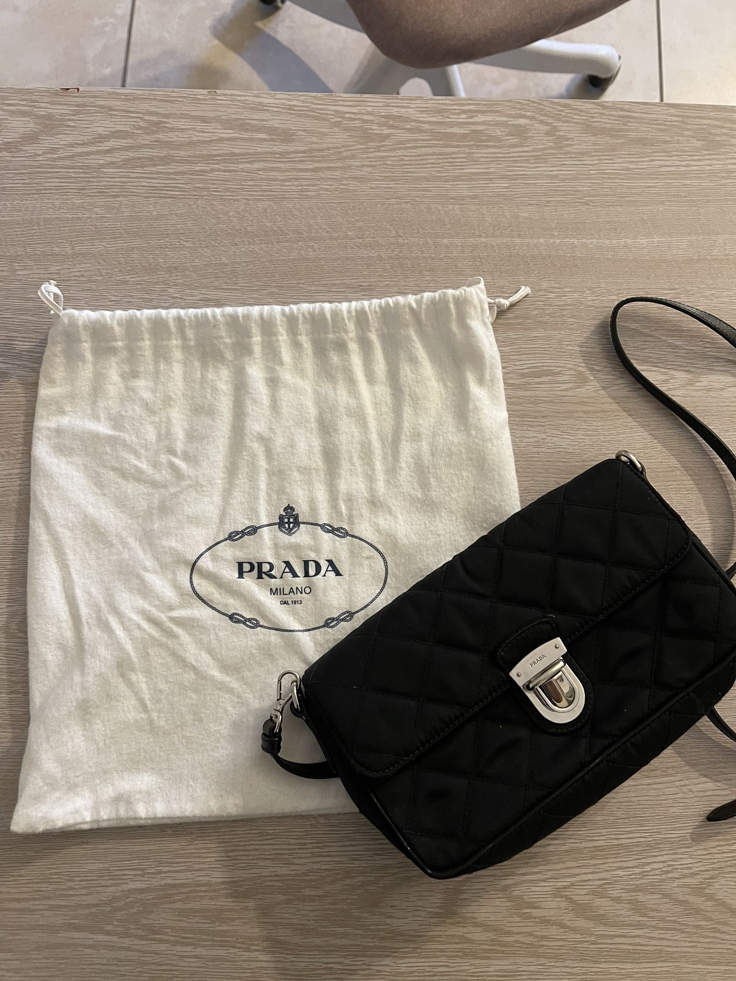 PRADA MILANO Quilted Nylon Purse Hand Shoulder Bag