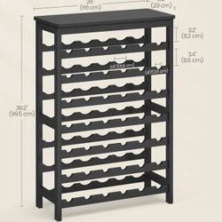 SONGMICS 42-Bottle Wine Rack 7-Tier Display Wine Storage Shelves with Table Top - Black