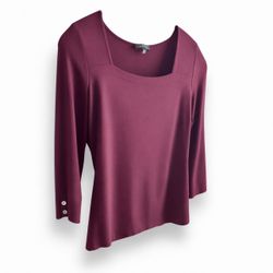 The Limited Burgundy Blouse Women’s Size Medium 3/4 Sleeve Square Neck Top