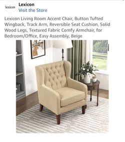 Lexicon Button Tufted Wingback Accent Chair Beige
