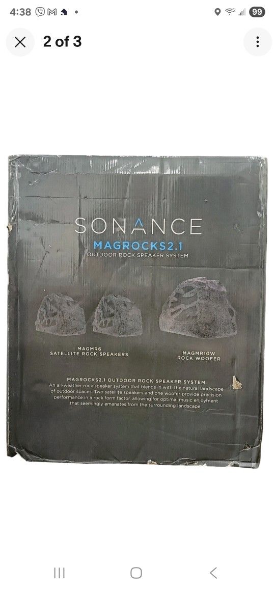 Sonance MAGROCKS2.1 Mag Series 2.1-Ch. Outdoor Rock Speaker System OB