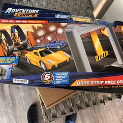 New Adventure Force Drag Strip Race off, 6 Piece Vehicle Playset, Children Ages 4+