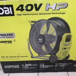 Ryobi 40v Hp Brushless 20” Hybrid Fan