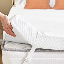 Sweetcrispy King Size Mattress Topper, Memory Foam Pad, 3 Inch Cooling Gel Infused, Removable Soft Cover, Ventilated, Sleeper Sofa, RV Camper, White  