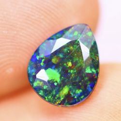 1.26Ct Welo Black Opal Polished - Ethiopian Opal - Pear Faceted