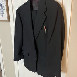Dillard Austin Reed Dark Blue Men's Two Buttons Sport Suit, 46R & W38"