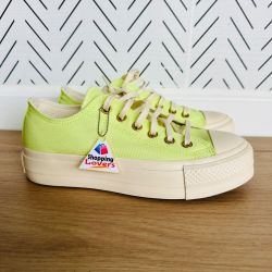 🤩Converse Women's Shoes Sz 7 All Star Lift Platform Ox Citron Green A09913F New