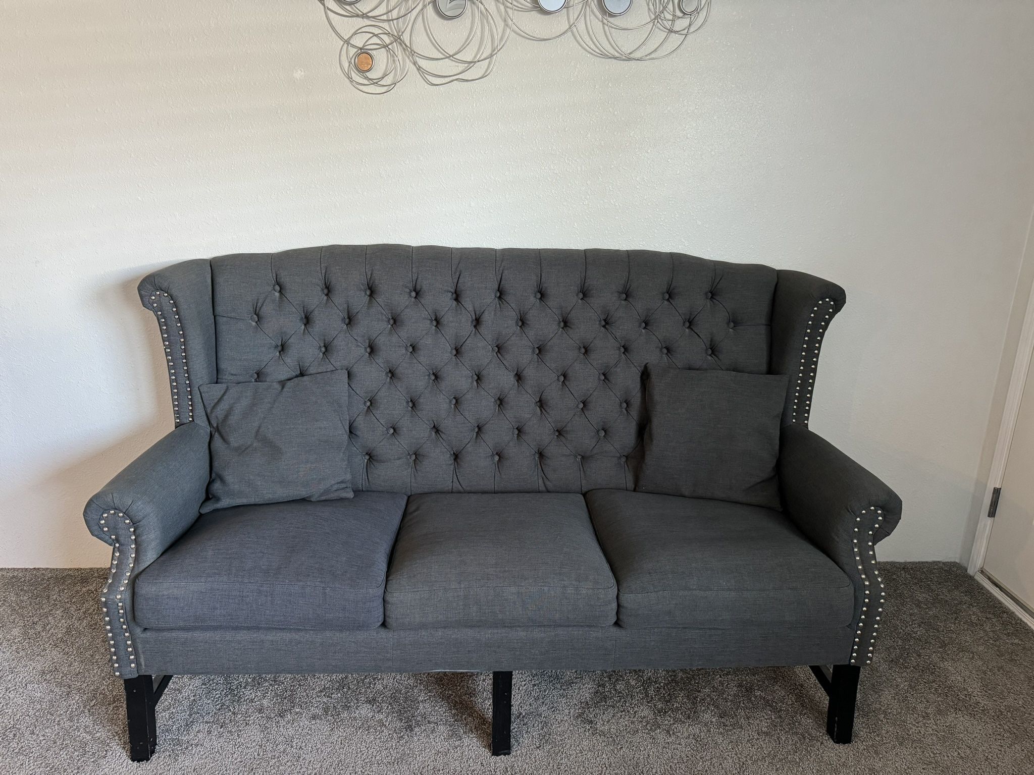 Gray Sofa Tufted