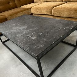 Restoration Hardware DELPHINE BLUESTONE & METAL COFFEE TABLE