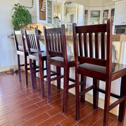 Solid Wood Bar Height Stools (4)