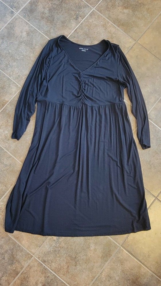 Black Ava & Viv Casual Long Sleeve Dress Size 2X