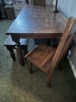 Dining Table w benches & 2 chairs
