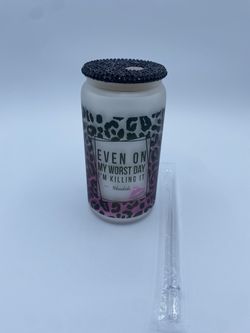 NEW Libbey Glass Cheetah Print With Bling Lid 