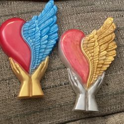 Resin Art Hands With Half Heart And Wings