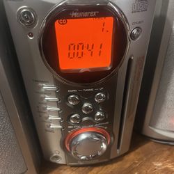 Memorex MX4100 Micro System CD Player AM FM Radio w Speakers Lights Works
