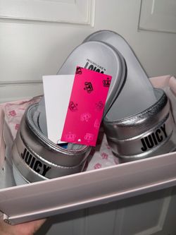 🩶💖 Juicy Couture Metallic Slides Size 6 – New With Tags Women's Sandals