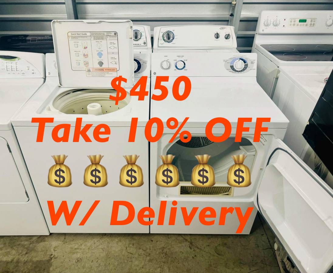 Washer Dryer GE Top Load heavy Duty. lean Like New FREE Delivery