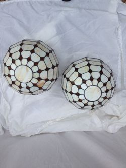 PAIR OF "STAINED GLASS" OUTDOOR LIGHT GLOBES