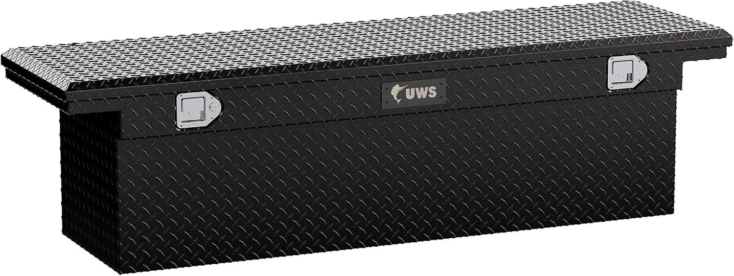 UWS TBSD-69-LP-BLK Gloss Black Aluminum 69" Deep Truck Tool Box, Low Profile