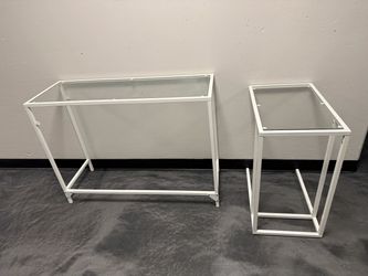 White Nesting Tables with Glass Tops