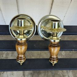 Vintage Home Interior Wood & Gold Sconces