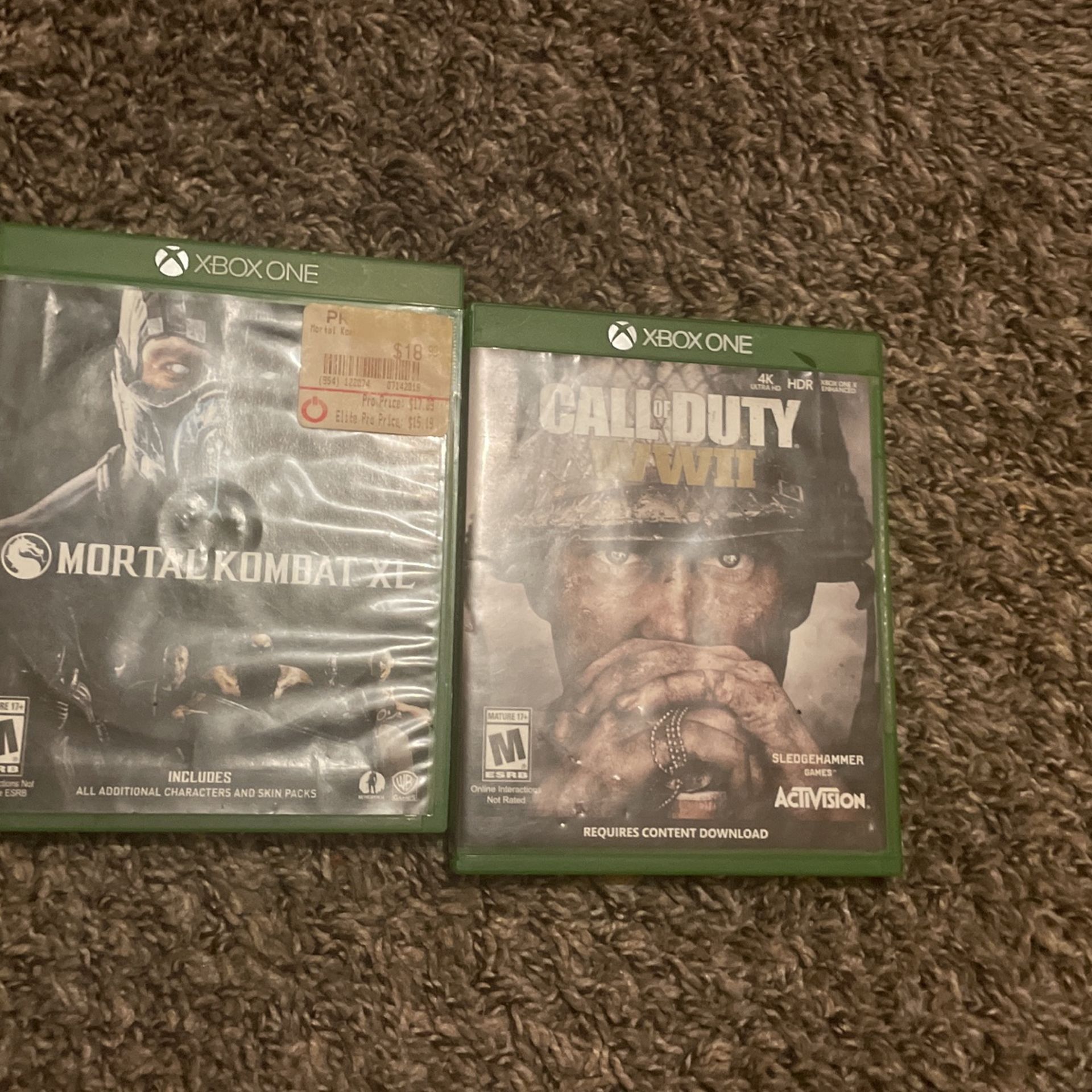 Xbox 1 Mortal Combat XL, Call Of Duty WW11
