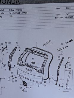 2025 Tailgate Honda cr-v CRV NEW OEM shell