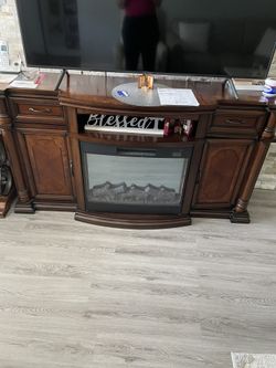 Wooden Tv Stand With Fire Place