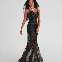 Livia Sequin Mesh Mermaid Dress