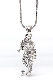 Beautiful Sparkling Crystal SEAHORSE Pendant Necklace *See My Other 600 Items*