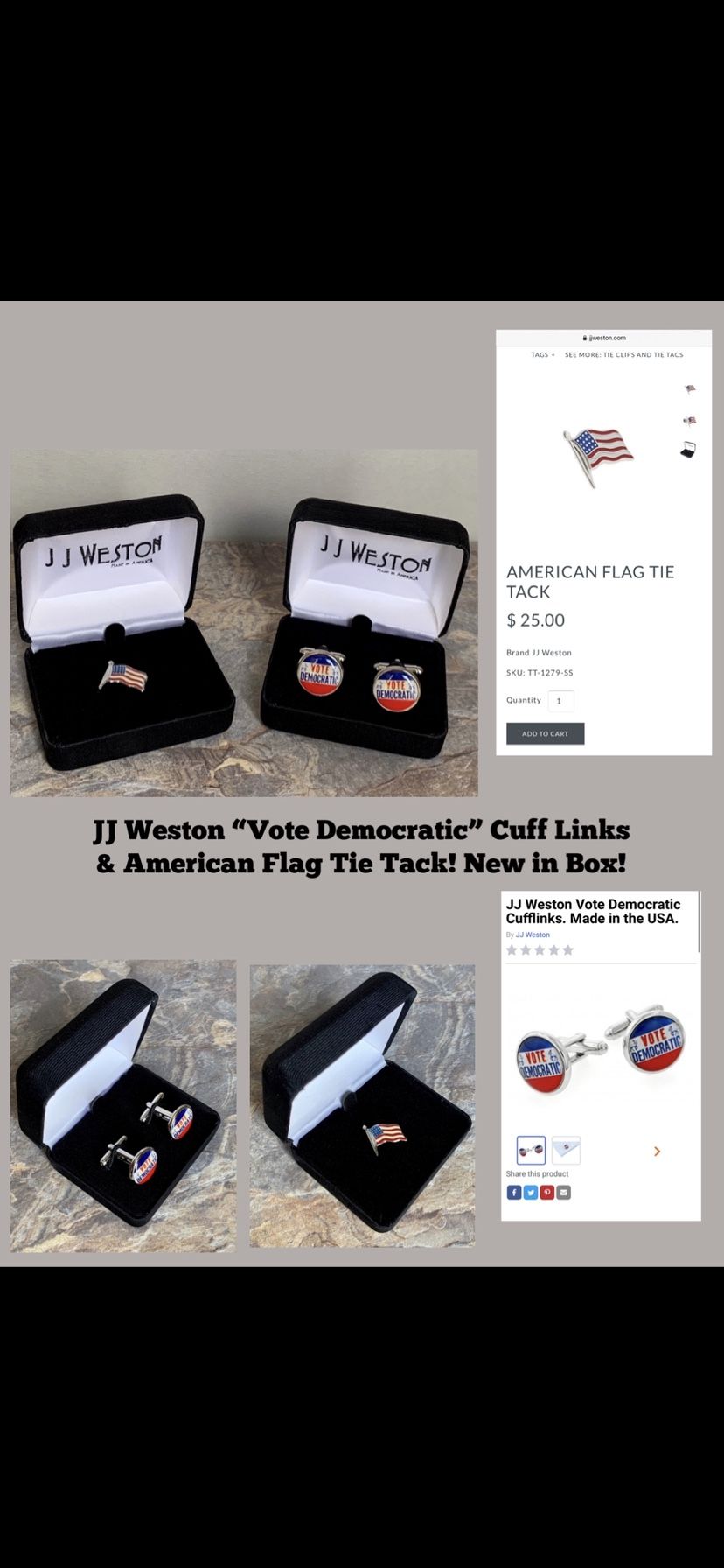 Political Cufflinks & American Flag Tie Tack! New!! Selling Together For $30 OBO!