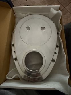 Sbc aluminum polished timing cover and timing marker