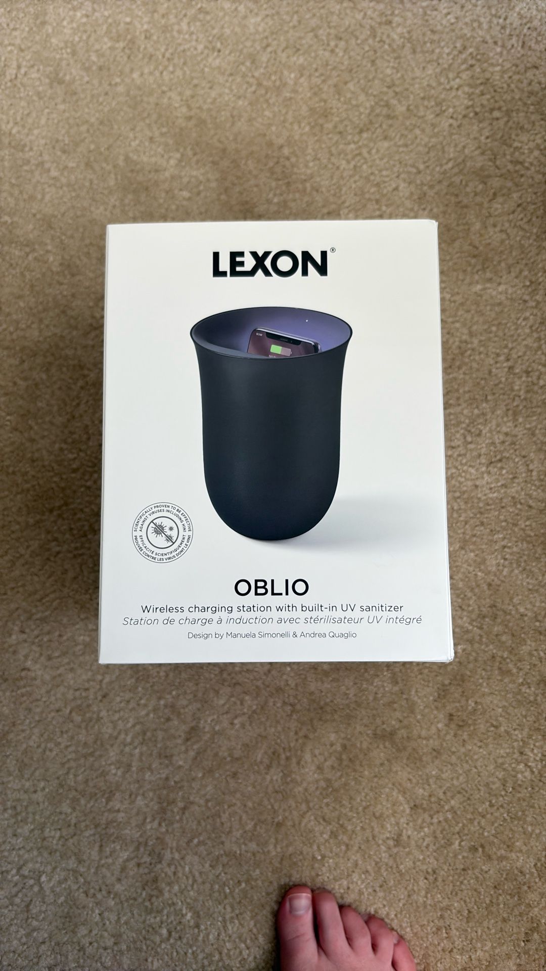 Lexon OBLIO Wireless Charging Station With UV Sanitizer