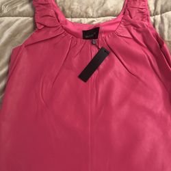 Fuchsia Faux Leather Sleeveless Blouse Size Large