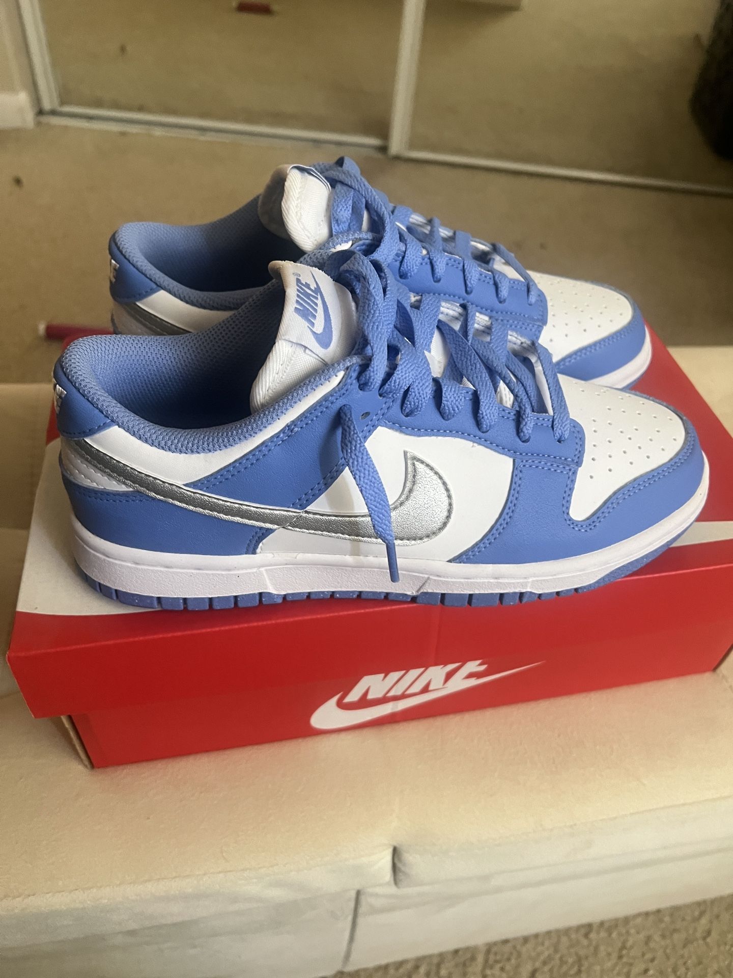 Blue & White Nike Dunks Size 7.5