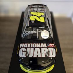 Jeff Gordon Signed LE Nascar #24 National Guard Galaxy Color 2024 Camaro ZL1 1:24 Scale Diecast Car(Hendrix)