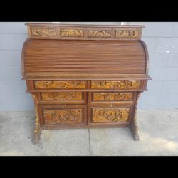 Vintage Chinese Handmade Roll Top Desk 