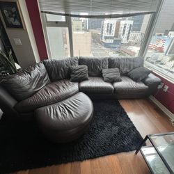 Curved Leather Sectional w/ Ottoman – $275 OBO – Must Pickup