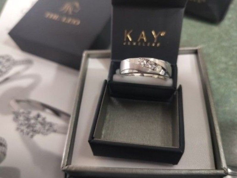 New White Gold DIAMOND Mens band
