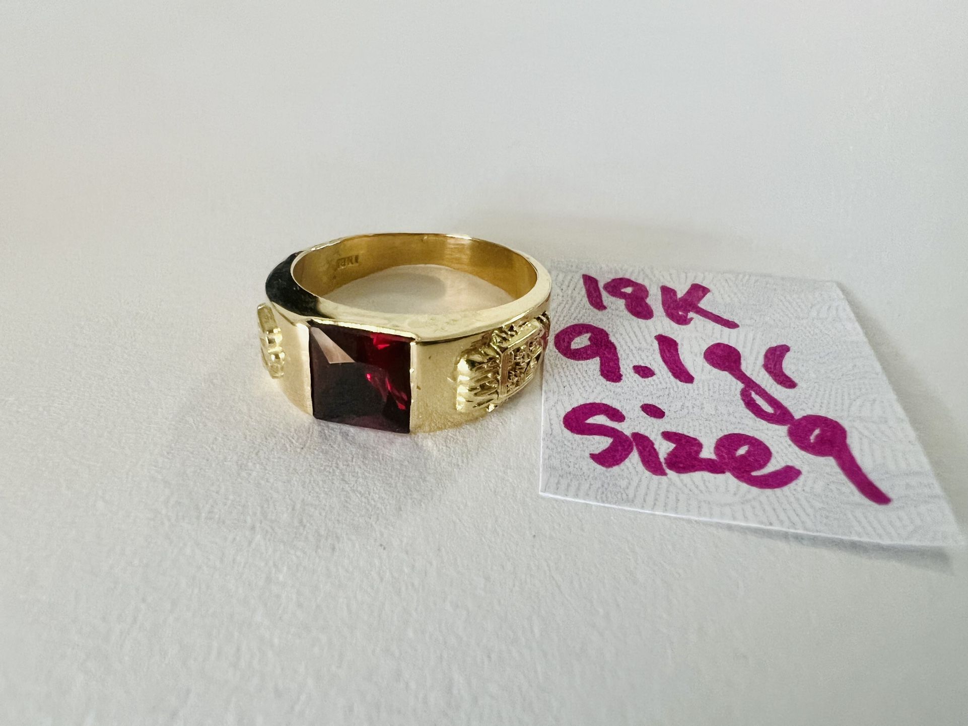 18K Solid Gold Ring For Wedding 9.1Gr Size 9