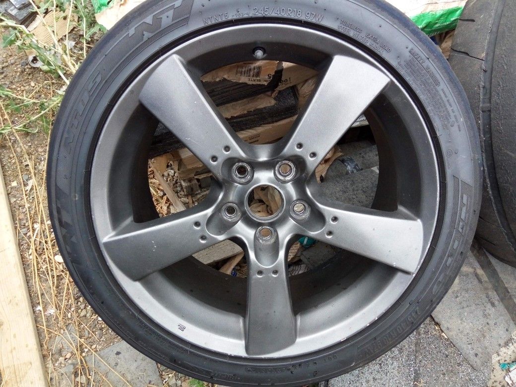 Mazda RX-8 18" wheels rims and used 245/40/18 Summer tires 245-40-18 Nitto NT05 245/40R18