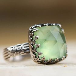 Silver Zirconia Peridot Moonstone Ring
