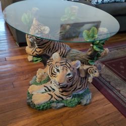 Glass Table With Tiger Base 
