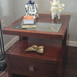 Wood Glass Furniture Coffee Table With Drawer , 