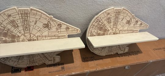 Millennium Falcon Laser Engraved Wood Wall Shelf