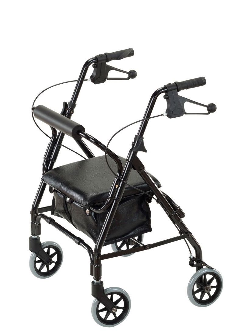 Black Wheel Rollator Walker With Seat